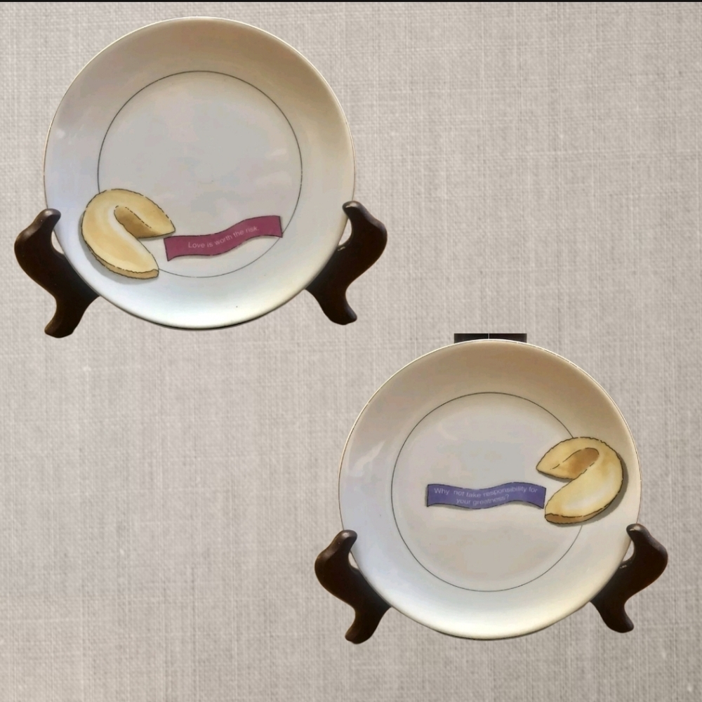 Nancy Green Boston Warehouse Fortune Cookie Appetizer Plates 2002